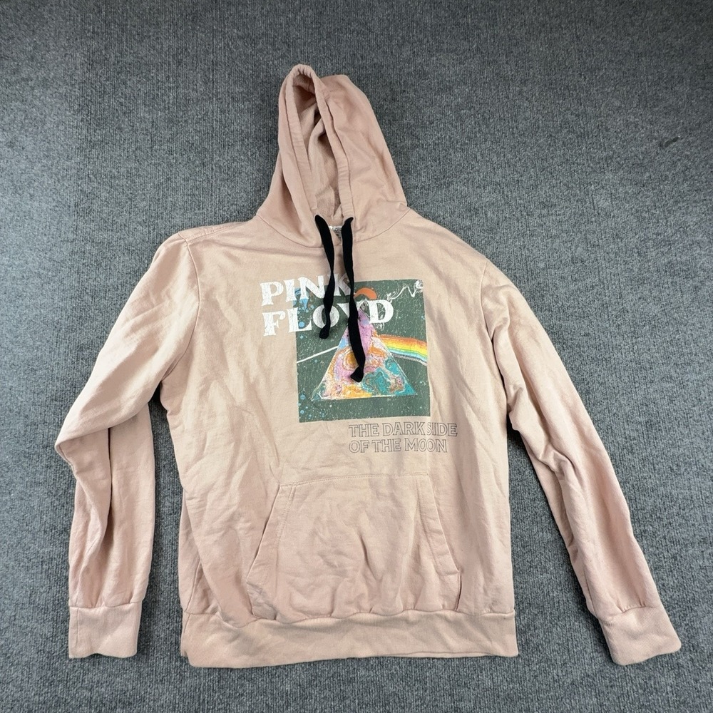 Pink Floyd Hoodie Mens XL Pink Dark Side Of The Moon Pullover Kangaroo Pocket